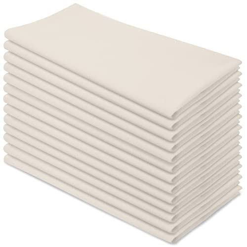 Aunti Em's Kitchen Flour Sack Dish Towels - Natural Cotton for Embroidery and Drying Glass, Hand, Dinnerware - Plain, Thick, Zero-Lint, Highly Absorbent - Set of 13, 27 x 27 Inch, Ivory - color: Ivory