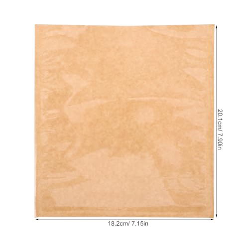 Lurrose 100pcs Kraft Paper Bags: Food Storage Bags with Transparent Window - Reusable for Snack Cookies Bread Candy Treat Cheese Tea 7.9"x7.17"