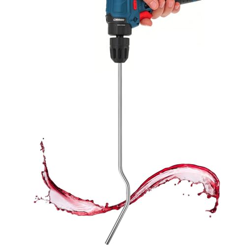 16” Stainless Steel Whip Degassing Stirrer, Wine Beer Degasser Whip for Wine Making, Drill Mixer Rod Attachment Wand, Mixing Stirring De Gassing Beer Wine Kombucha Mead Wort