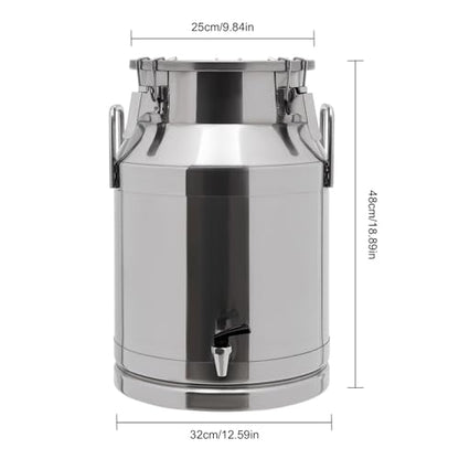 LOYALHEARTDY 30L/7.93Gal Milk Can with Faucet, Stainless Steel Milk Transport Cans Wine Pail Bucket Tote Jug Pot Oil Liquid Storage Barrel with 2 Handles Milk Container with Lid for Grain Wine Liquid - color: 30l-7.93gal With Faucet