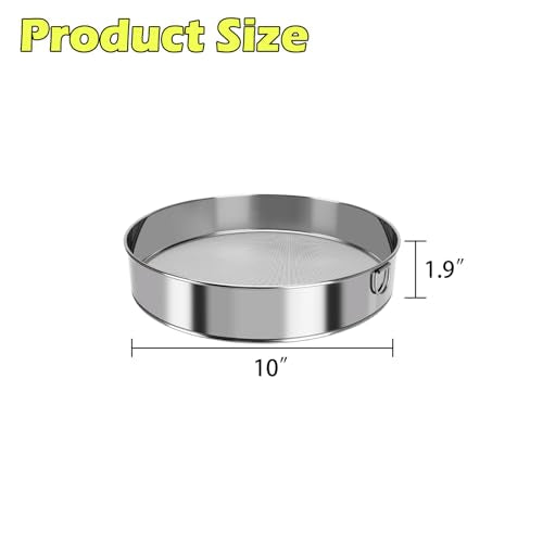 Fine Mesh Sieve Strainer, 10 Inch Stainless Steel 60 Mesh, Replacement for Winco 10" Sieves, Comfortable Handle, Baking, Food Prep and Cooking Tool for Foodservice, Restaurant and Home Use