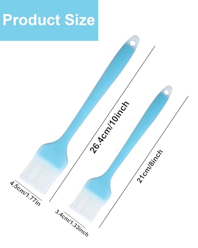 Pastry Brush Silicone Basting Brush for Cooking,2PCS 10+8 in Heat Resistant Food Brushes for Baking, Grilling, Cooking and Spreading Oil, Butter, BBQ Sauce, or Marinade (Blue) - color: Blue