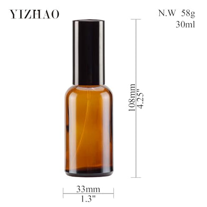 YIZHAO Amber Glass Spray Bottles 1oz, with Small Fine Mist Spray, Metal Cap, Refillable for Essential Oil,Travel,Cleaning,Perfume,Aromatherapy,Makeup – 6 Pcs - color: Amber, size: 30ml-6
