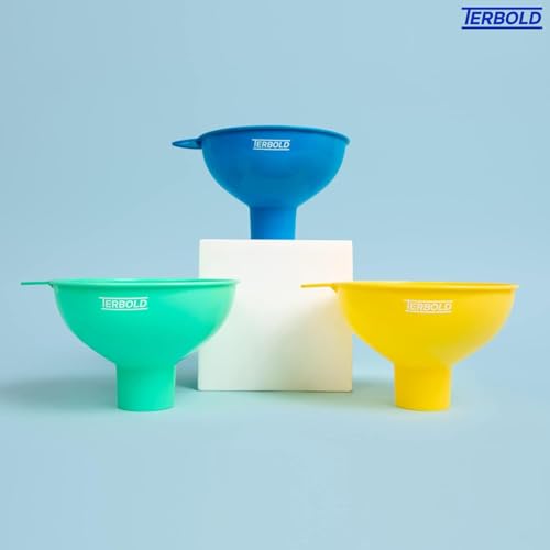 3pc Wide Mouth Canning Funnels for Filling Bottles and Mason Jars | Large Spout Quick Fill Food Grade Plastic Funnels for Kitchen Use (Blue, Green, Yellow) - color: Multicolor