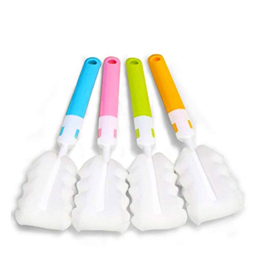 INVODA 4PCS Bottle Brush,Bottle Washer Set Long Sponge Bottle Cleaning Brushes Baby Bottle Cleaner Brush, Nipple Brush (4 pcs) - color: Brush 4 Pcs