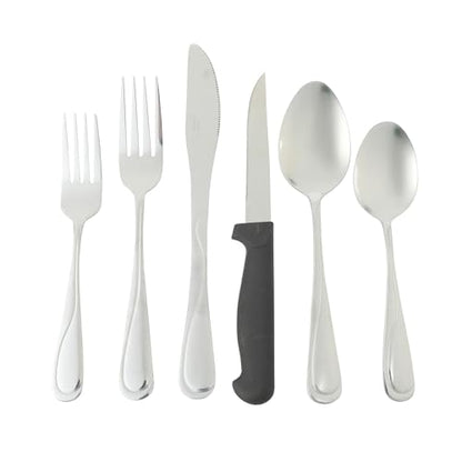 Gibson Home Trillium Plus 24-Piece Stainless Steel Flatware Utensil Set with Steak Knives – Silverware Service for 4 with Teardrop Handle Design - size: Service for 4 (24pcs)
