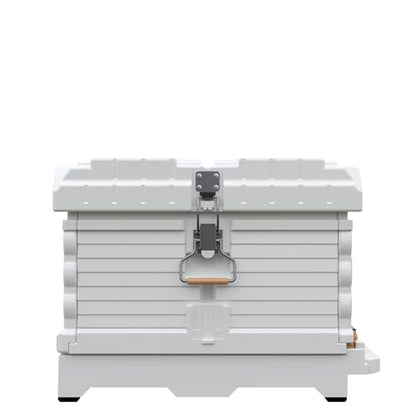 Apimaye Ergo Insulated 10 Frame Bee Hive Set with New Dual Feeder! [NO Frames Included] (White Body Yellow Entrance, Single) - color: White Body Yellow Entrance
