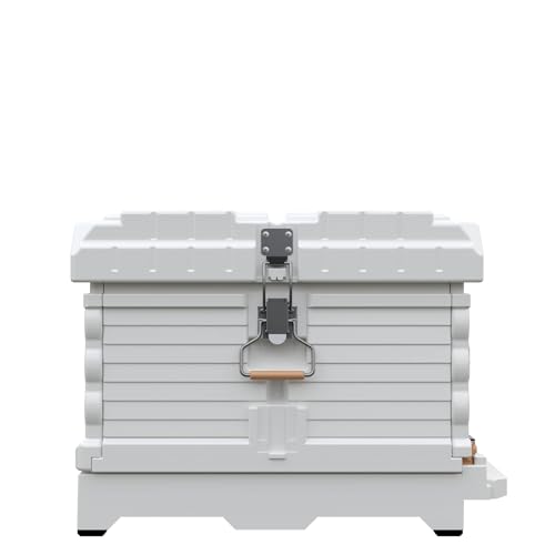 Apimaye Ergo Insulated 10 Frame Bee Hive Set with New Dual Feeder! [NO Frames Included] (White Body Green Entrance, Single) - color: White Body Green Entrance