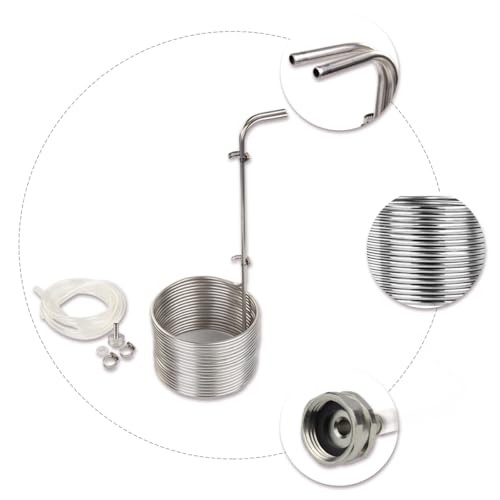 BACOENG 5/16" x 50Ft 304 Wort Chiller, Immerson Chiller, Stainless Steel Tubing Coil for Ice Bath Beer Brewing Tubing Coil, Water Cooler Equipment - size: 5/16" x 50Ft w/ Hose