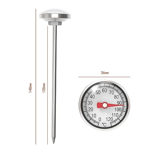 Black Kitchen Food-Cooking Meat Coffee Thermometer, Physical Sensing Stainless Steel Thermometer for Milk Foam Frothing Chocolate Water Grill, Turkey, BBQ Thermometers and Timers
