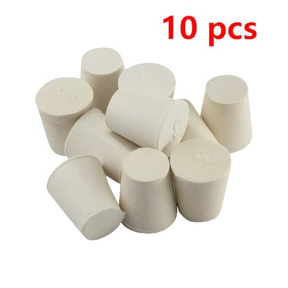 White Tapered Shaped Solid Rubber Stopper, Size 3#" 0.9x0.7x1inch / 23x17x26mm, 10 per Package - size: 3#,10pcs