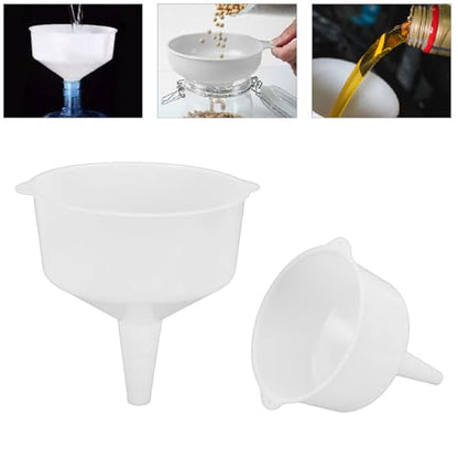 2 Pack White Conical Funnel Set, 2L 4L Wide Mouth Food Grade PP Spouts
