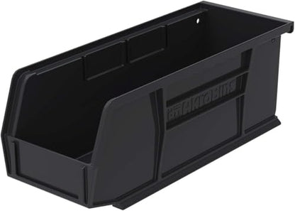 Akro-Mils 30224 AkroBins Plastic Storage Bins, Space-Saving Stackable Bins for Garage, Pantry, Craft Organization, 11" L x 4" W x 4" H, Black, 12-Pack - color: Black