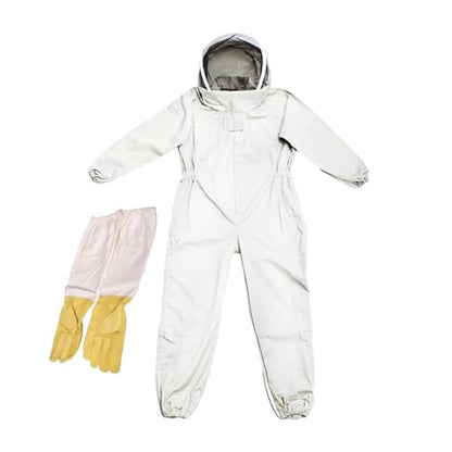 Beekeeping Protective Suit Jumpsuit Beekeeper Jacket Clothing for Kids Adult Full Body Anti Bee Suit Beekeeping Clothes Cotton(L Canvas Gloves C)