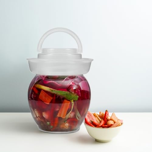 Garneck 6pcs Transparent Pickle Storage Jars with Handles Sealing Fermenting Crocks for Vegetables Household Venting Jar for Kimchi Sauerkraut and Pickling
