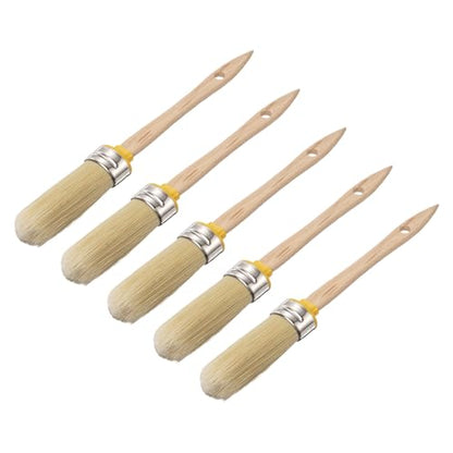uxcell 5 Pcs Wax Paint Brushes, 2.1 x 0.8 Inch Chalk Stencil Brush, Oval PET Fiber Bristle with Wood Handle, Painting Tool for Furniture DIY Home Decor Art Crafts, Yellow - size: 2.1 x 0.8 Inch