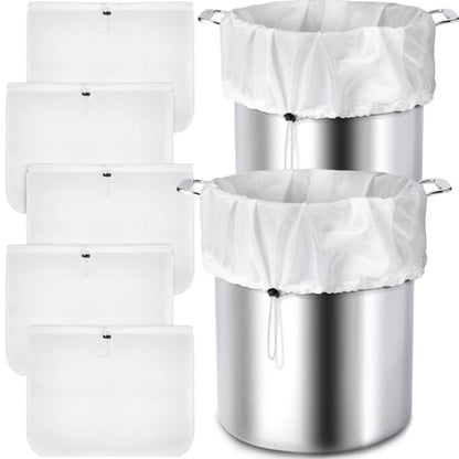 Chumia 5 Pack Brew Bags Reusable Extra Large 26 x 22'' Fine Mesh Strainer Cold Brew Filters Drawstring Cheese Cloth Straining Bags Wine Making Supplies for Fruit Cider Beer