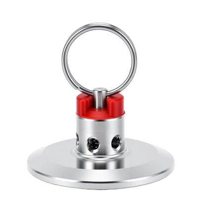 Fdit 1.5inch Three Clamp End Cap, Stainless Steel Pull Ring Pressure Relief Valve with Fermentation Pressure Control for Homebrew