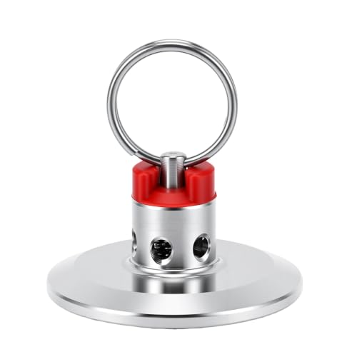 Fdit 1.5inch Three Clamp End Cap, Stainless Steel Pull Ring Pressure Relief Valve with Fermentation Pressure Control for Homebrew