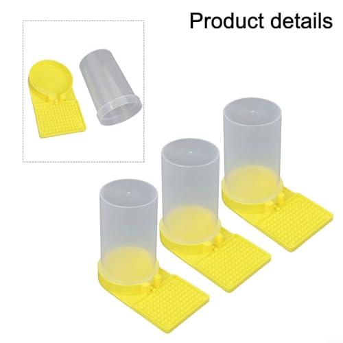3 Pack Bee Water Feeder with Plastic Basin, Hive Entrance Drinker for Honey Bees, Easy Fill Wild Bird & House Accessory, Yellow Equipment for Garden Yard Outdoor Living