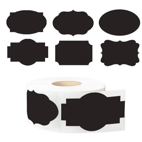 350 PCS Fancy Shape Stickers, 2" x 1.2" Black Label Stickers for Presents, Jars, Office, Kitchen, Home Organization - color: Black, size: 2*1.2 inch