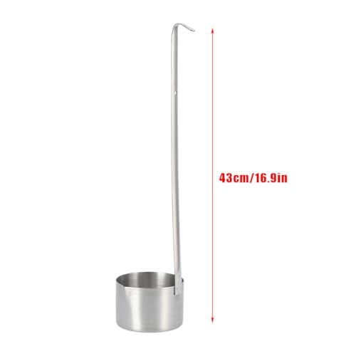 Tiiyee Stainless Steel Wine Ladle, Spout Dipper Sauce Ladle Beer Pouring Measure Spoon Flat Bottom With Hanging Hook Long Handle Kitchen Measuring For Cooking Pouring Oil Vinegar Soy(500ML) - size: 500ML