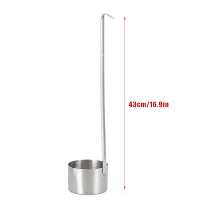 Tiiyee Stainless Steel Wine Ladle, Spout Dipper Sauce Ladle Beer Pouring Measure Spoon Flat Bottom With Hanging Hook Long Handle Kitchen Measuring For Cooking Pouring Oil Vinegar Soy(500ML) - size: 500ML