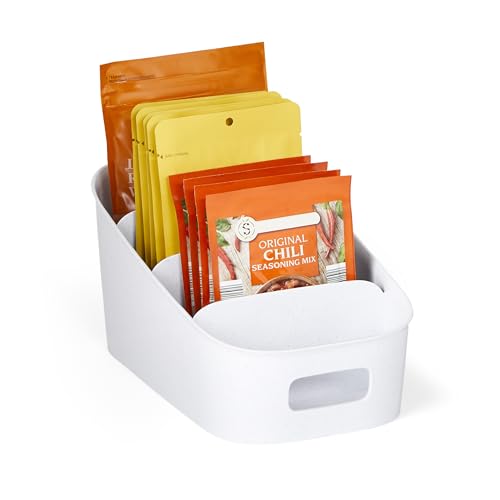 YouCopia ShelfBin Packet Organizer, 4-Tier Stairstep Raised Divided Bin, BPA-Free Storage Caddy for Kitchen Pantry and Cabinet Organization, Tea Bags, Medicine, and More - size: Tiered Packet Organizer