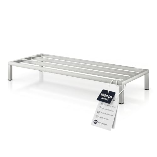 60" x 24" x 8" Aluminum Dunnage Rack – Heavy Duty Floor Storage Stand, NSF for Commercial Use - size: 60"W x 24"D x 8"H