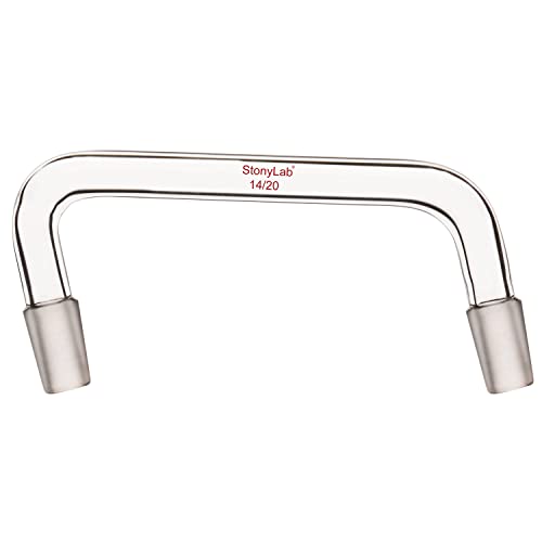 stonylab Glass Distilling Adapter, Borosilicate Glass 75 Degree and 105 Degree Bent Chemistry Adapter with 14/20 Standard Taper Inner Joints, 100 mm Length - size: 14/20 Joint