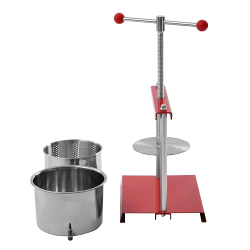 Durable 3L/6L Stainless Steel Cheese Tincture Herb Fruit Wine Manual Press for Making Wine or Juice from Honey (6L) - size: 6L