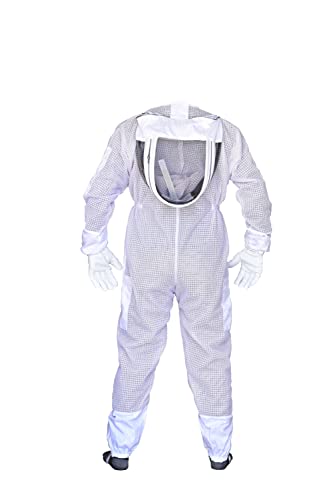 3 Layer Bee Suit With Fencing Veil And One Pair Gloves Ventilated Sting Proof Beekeeping Suit For Beekeepers - color: White, size: 3X-Large