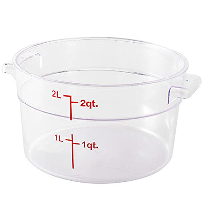 Restaurantware Met Lux 2 Quart Food Storage Containers 10 Round Commercial Storage Containers - Lids Sold Separately With Volume Markers Clear Plastic Food Prep Buckets Space-Saving Storage - size: 2 qt, style: 10 Count