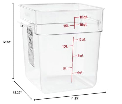 Cambro Camwear Polycarbonate Square Food Storage container, 18 Quart - size: 18 Quart