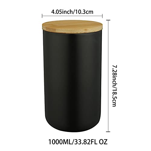MilkyWay Ceramic Food Storage Jar Canister Modern Design Food Canisters with Airtight Seal Bamboo Lid, Loose Tea Coffee Spice Nuts Snacks Storage Jar Canister (Black 33.81oz/1000ml) - size: Black 31.67oz/900ml