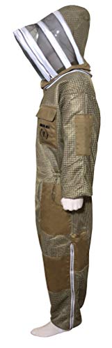 Brutul Bee 3 Layer Beekeeping Ultralight Ventilated Suit with Fencing Veil - color: Khaki, size: X-Large
