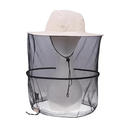 Beekeeping Hat 2pcs Beekeeping Hat with Hidden Net Mesh Repellent Bee Protection Men Women Outdoor Sunscreen Fishing Cap(Beige) - color: Beige