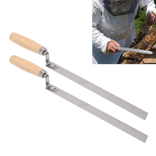 ZJchao 14.96 Inch Stainless Steel Honey Uncapping Cutter Beekeeping Tool Beehive Tool Beekeeper Equipment with Slanted Mouth Thin Blade Wooden Handle for Efficient Honey Harvestin