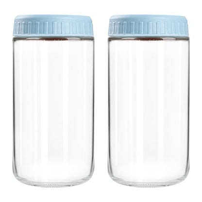 SHOWIN Overnight Oats Containers with Lids, 24oz Glass Jars with Lids 2 pcs, Light Blue, Wide Mouth Mason jars for Salad, Yogurt, Snacks, Meal Prep - color: Light Blue, size: 24oz-2pc