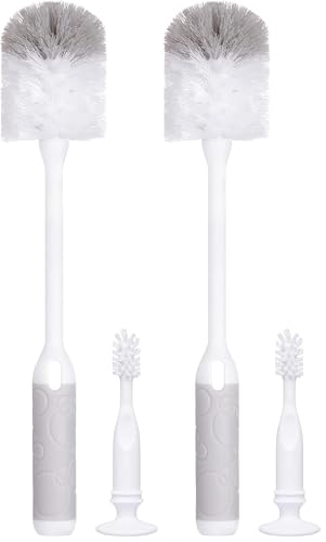 Ubbi Baby Bottle Brush Set, Bottle Brush and Nipple Brush, Baby Cleaning Essentials, Gray (Pack of 2) - size: Pack of 2