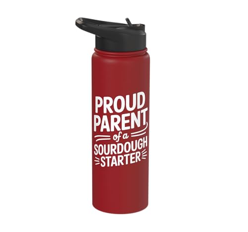 Proud Parent Sourdough Starter Active Yeast Stainless Steel Insulated Water Bottle - color: Red
