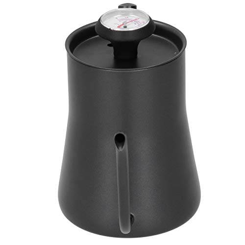 TOPINCN Stainless Steel Coffee Pot 650ml Long Narrow Spout Kettle with Thermometer for Coffee Lovers (650ml black)