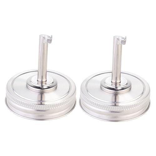 2pcs Stainless Steel Jar Pour Spout Lids Wide Mouth Replacement Lid for Oil Vinegar Liquor Soy Sauce Bottles Easy Pour and Store Leak-resistant Kitchen Accessory