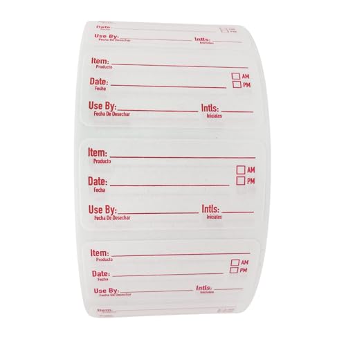 2x1 Dissolvable Food Labels, 1000 Label Stickers, Bottle Labels for Storage Bins, Sticker Labels for Food containers, (1000, Red) - color: Red, size: 1000