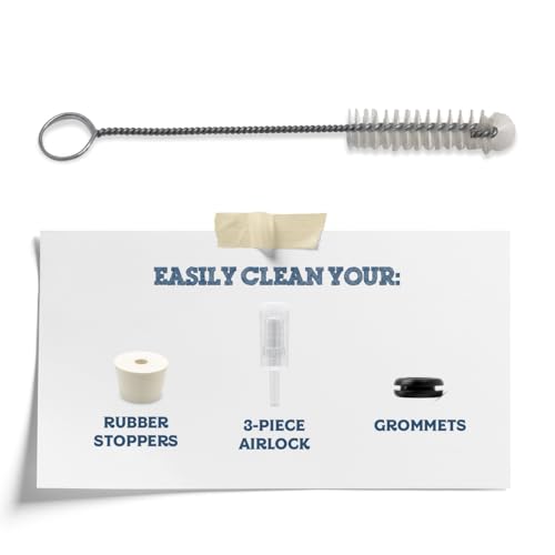 Airlock Brush – Clean Your 3 Piece Airlock and Bungs In-Between Batches of Beer, Wine, Mead, Cider, and More – Remove All Debris and Stains – Perfect Fit for 3Piece Airlock and Drilled Rubber Stoppers