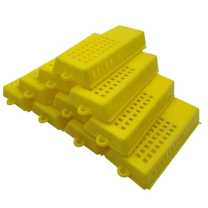 Queen Bee Cage 50Pcs Beekeeping Transport Cages Yellow Bees Queen Post Room Cage Plastic King Prisoner Bee Apiculture Tools for Beekeeping Supplies