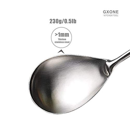 Large Serving Spoons,304 Stainless Steel Cooking Spoon with Heat Resistant Wooden Handle,Silver/12.4Inch - style: Cooking Spoon-wood handle