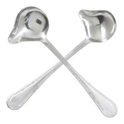 2 Pack 7.9 Inch Gravy Ladle Drizzle Spoon, Stainless Steel | Mini Sauce Ladle, Pouring Spout, 1 oz Capacity, For Gravy, Sauce, Soup & Dressing