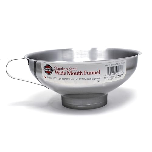 Norpro Stainless Steel Wide-Mouth Funnel w/ Handle, Silver (1 EA)