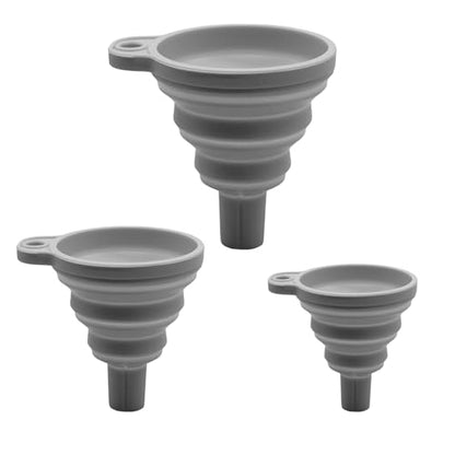 3PCS Silicone Collapsible Funnels Set for Kitchen Use Compact and Portable Liquid Transfer Tool, Grey - color: 3 Shades Of Gray